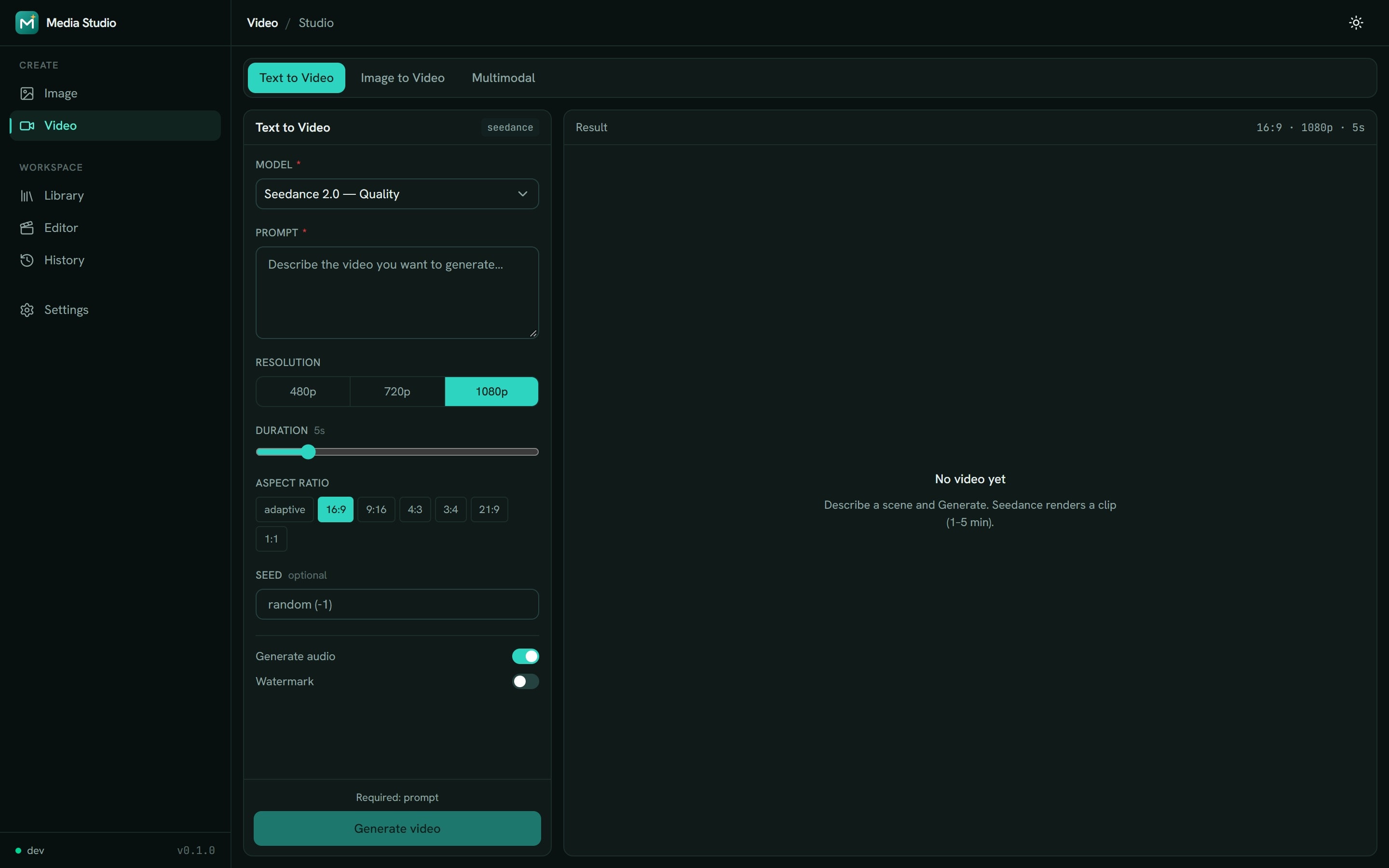 AI Media Studio — generate and edit AI images and video